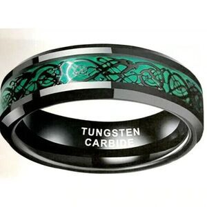 Tungsten 6mm Black Tungsten Carbide Beveled Edges Comfort Fit Ring Size 9 ~NEW